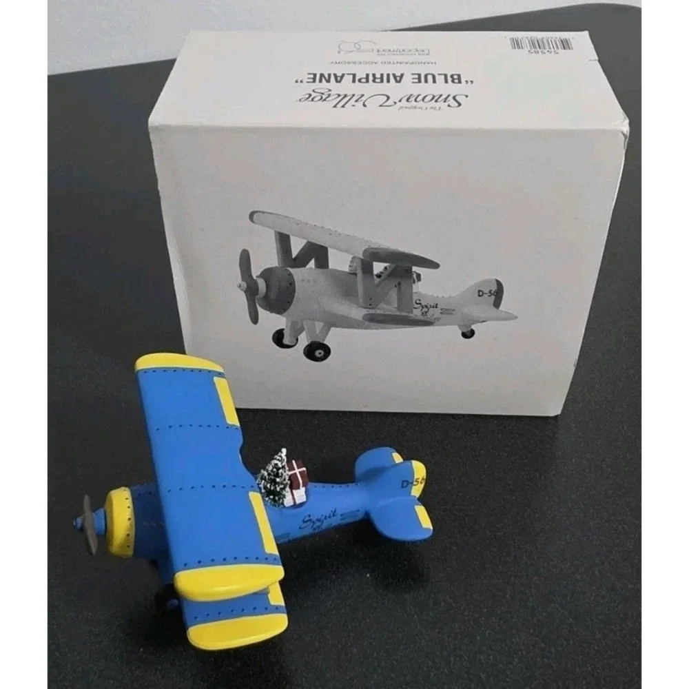 Department 56 Snow Village Spirit Of Snow Village Airplane‎ Blue Yellow In Box